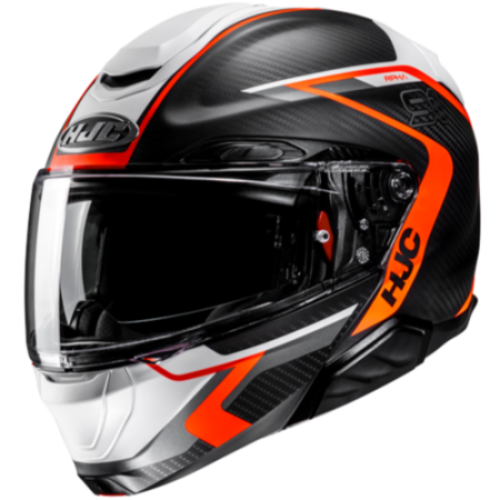 HJC CASCO MODULARE IN FIBRA RPHA 91 CARBON LAGOS ARANCIONE MC6HSF