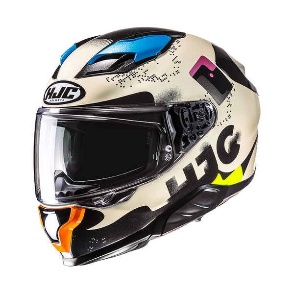 HJC CASCO INTEGRALE FIBRA F71 FACO BIANCO BLU ARANCIONE MC28