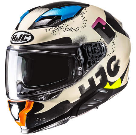 HJC CASCO INTEGRALE FIBRA F71 FACO BIANCO BLU ARANCIONE MC28
