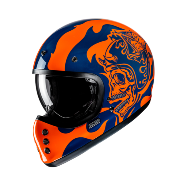 HJC CASCO INTEGRALE FIBRA V60 FLAME ARANCIONE BLU MC27