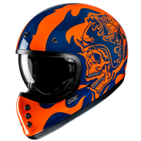 HJC CASCO INTEGRALE FIBRA V60 FLAME ARANCIONE BLU MC27