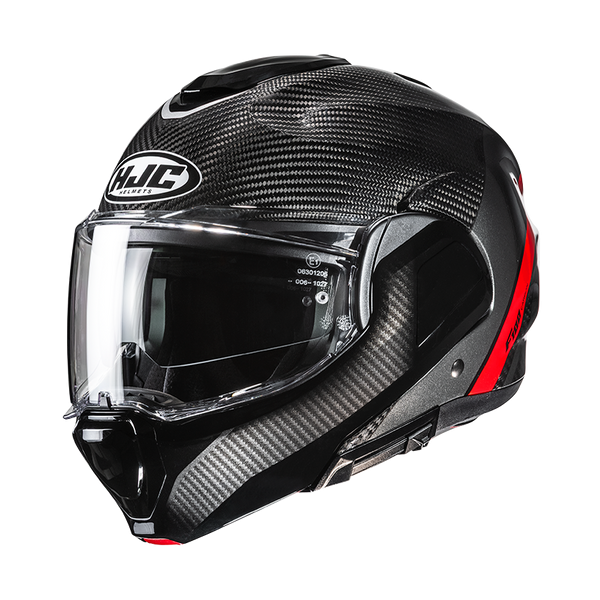 HJC CASCO MODULARE F100 CARBON STAN ROSSO MC1