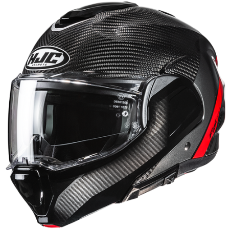 HJC CASCO MODULARE F100 CARBON STAN ROSSO MC1