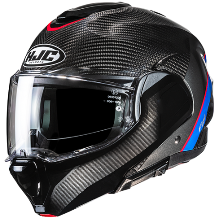 HJC CASCO MODULARE F100 CARBON STAN ROSSO BLU MC21